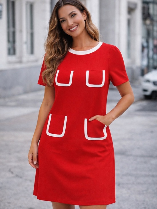 Tara Jarmon Dresses & Skirts - Tara Jarmon Magenta Pink Shift Dress | White Trim Pocket Detail | EU 38 (US 6)